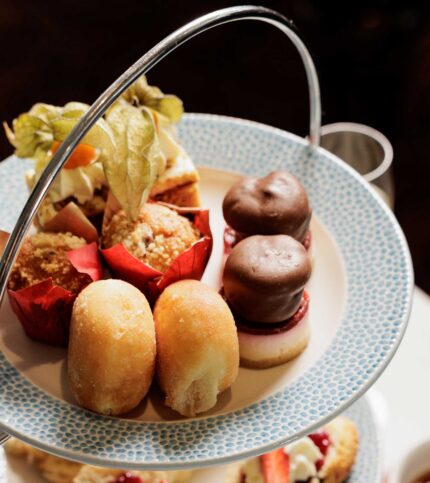 Delicious afternoon tea setup with pastries at a Springfield hotel lounge.